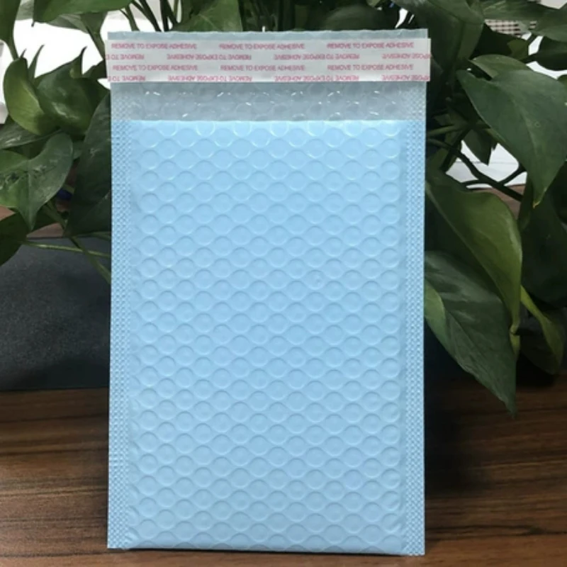 Sky Blue Poly Bubble Mailers Self-Adhesive Tear Resistant Mailing Envelopes Multi Size E-commerce Packaging Bags-50Pcs view 6
