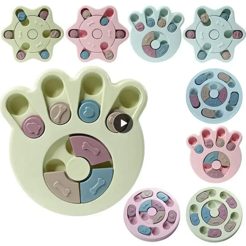 Dog Puzzle Toys Slow Feeder Increase IQ Interactive Turntable Toy Food Dispenser Slowly Eating Bowl Pet Cat Dogs Training Game