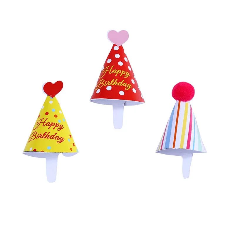 20szt Mini czapka urodzinowa babeczka baby shower happy birthday cake topper Spersonalizowane artykuły do dekoracji tortów dla dziewczynek