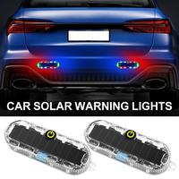 Car Solar Powered LED Warning Light, Anti-Rear End Strobe Brake Tail Light for Night Riding, Bicycle Electric Bike Safety Lamp