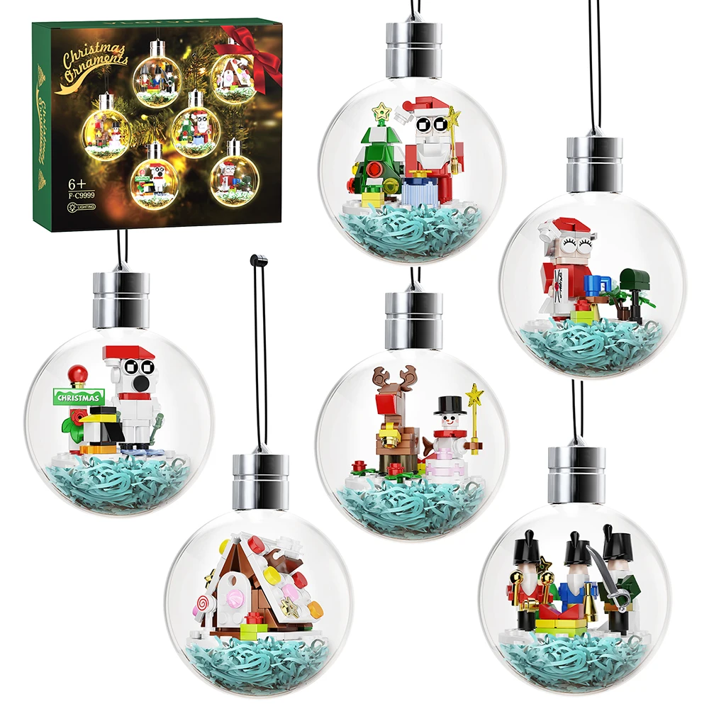 Image of 6-in-1 Weihnachts-LED-Glühbirnen-Bausteine, DIY Weihnachtsdeko Nachtlampe Kinder Feiertagsgeschenk für Jungen Mädchen
