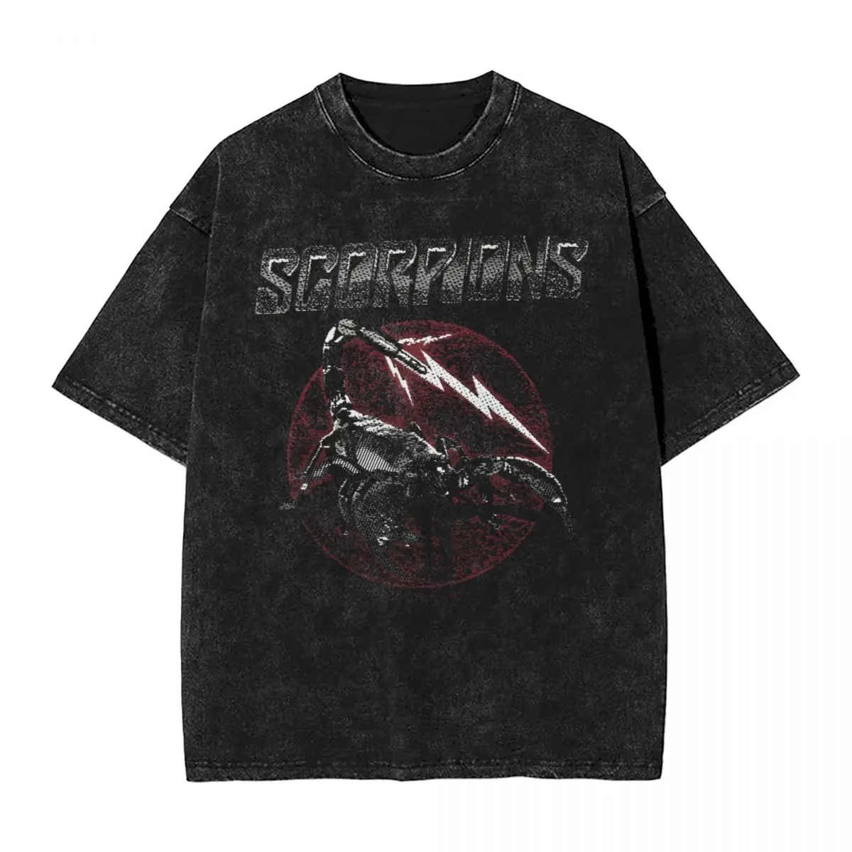 Washed T Shirt Scorpions Rock Band Hip Hop Vintage T-Shirts High Street Music Tour Streetwear Cotton Summer Tops Tees Men Women