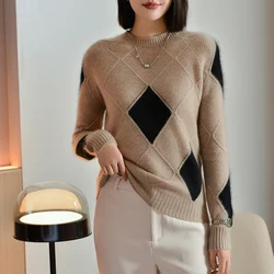 100% Pure Wool Knit O-Neck Sweater Women's 2025 Autumn Winter New Fashion Casual Jumper Female Korean Pullover Long Sleeve Top