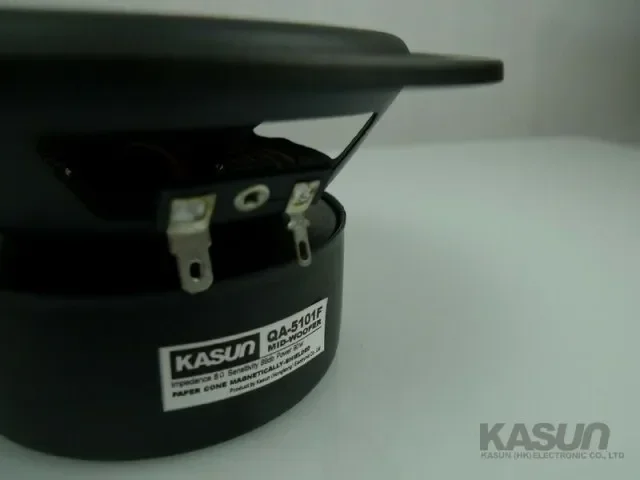 1 шт. Kasun QA-5101F 5-дюймовый драйвер среднего диапазона динамика, черный полипропиленовый конус, экранированный, 8 Ом, 90 Вт, Fs = 65 Гц, наружный диаметр = 147 мм