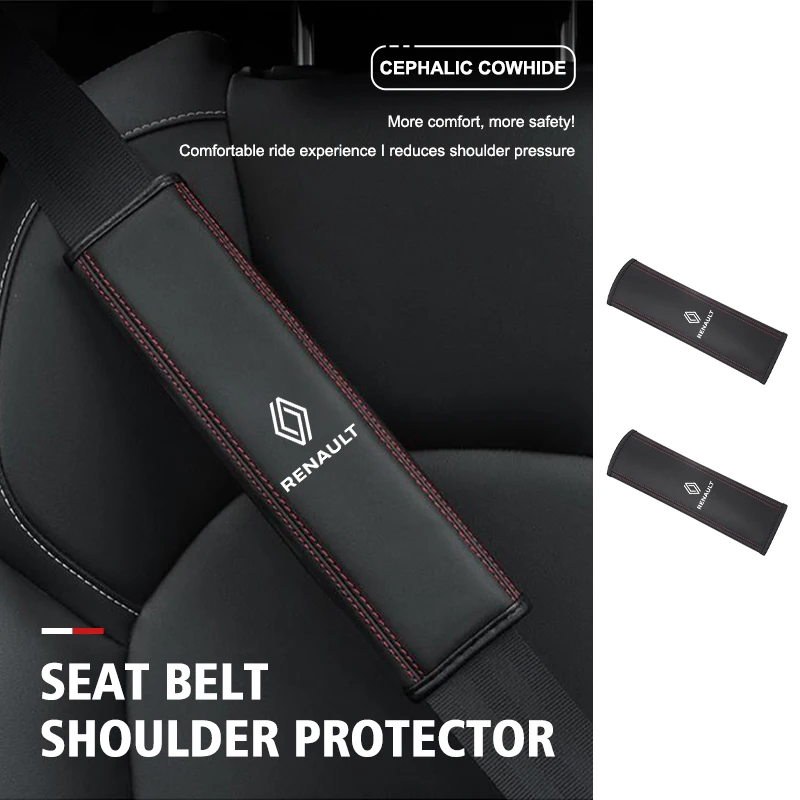 Leather Car Seat Safety Belt Shoulder Protection Padding For Renaul Clio 3 4 Captur Megane 4 2 3 Trafic Logan