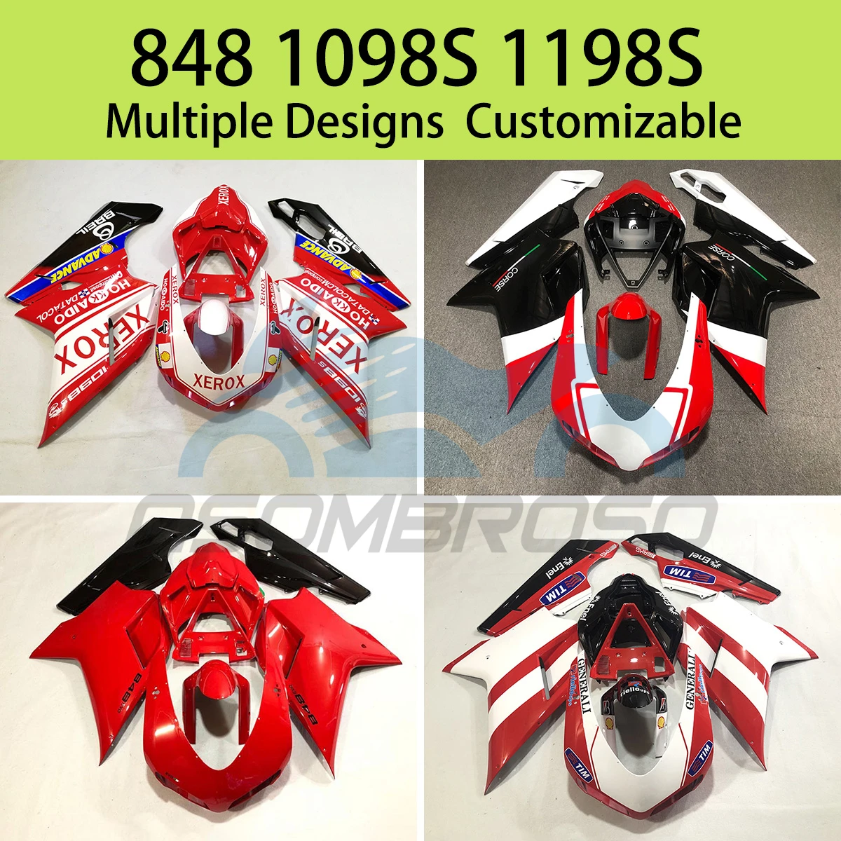 

For Ducati 848 1098 1198 1098s 1198s Aftermaket Motorcycle Bodywork Fairing Kit Injection Prime Cowling ABS Plastic Fairings