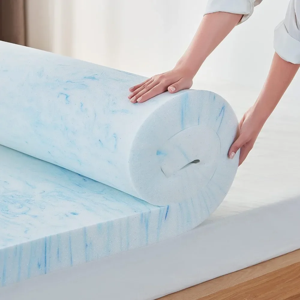 

3 Inch Mattress Topper Twin, Cooling Gel Infused Swirl Memory Foam, Soft Mattress Topper for Firm Mattress,