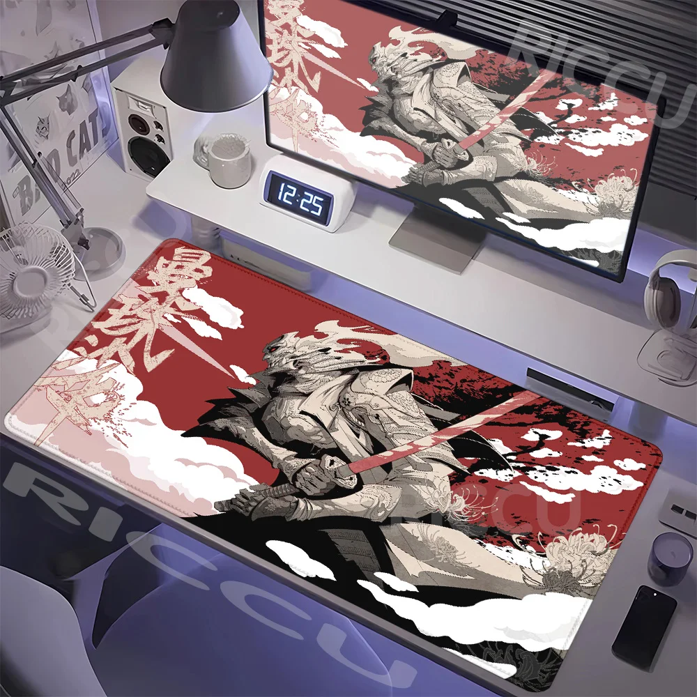 PC 주변기기 일본 사무라이 게임 마우스 패드 XXL 레드 스파이더 릴리 애니메이션 게이머 캐비닛 키보드 데스크탑 매트 카펫 고무 마우스 패드