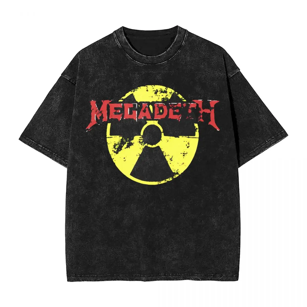 Washed T Shirts Megadeths Trigometron Hip Hop T-Shirts Oversize Metal Rock Band Streetwear Cotton Printed Tops Tees Men Women