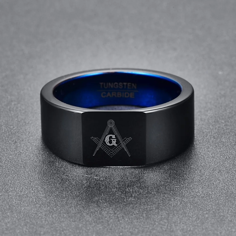 Somen 10mm Wolfram Hartmetall Ringe Für Männer Vakuum Überzug Zwei Ton Freimaurer Ring Punk Party Männlichen Schmuck Geschenk komfort Fit Anillos
