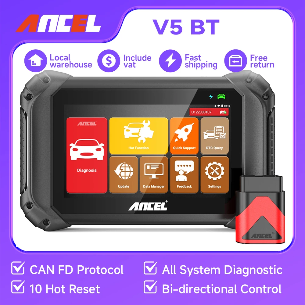 

ANCEL V5 BT Car Diagnostic Tool Bi-directional Control EOBD OBD2 Scanner CAN FD Full System Car Diagnosis Scanner PK ANCEL X6