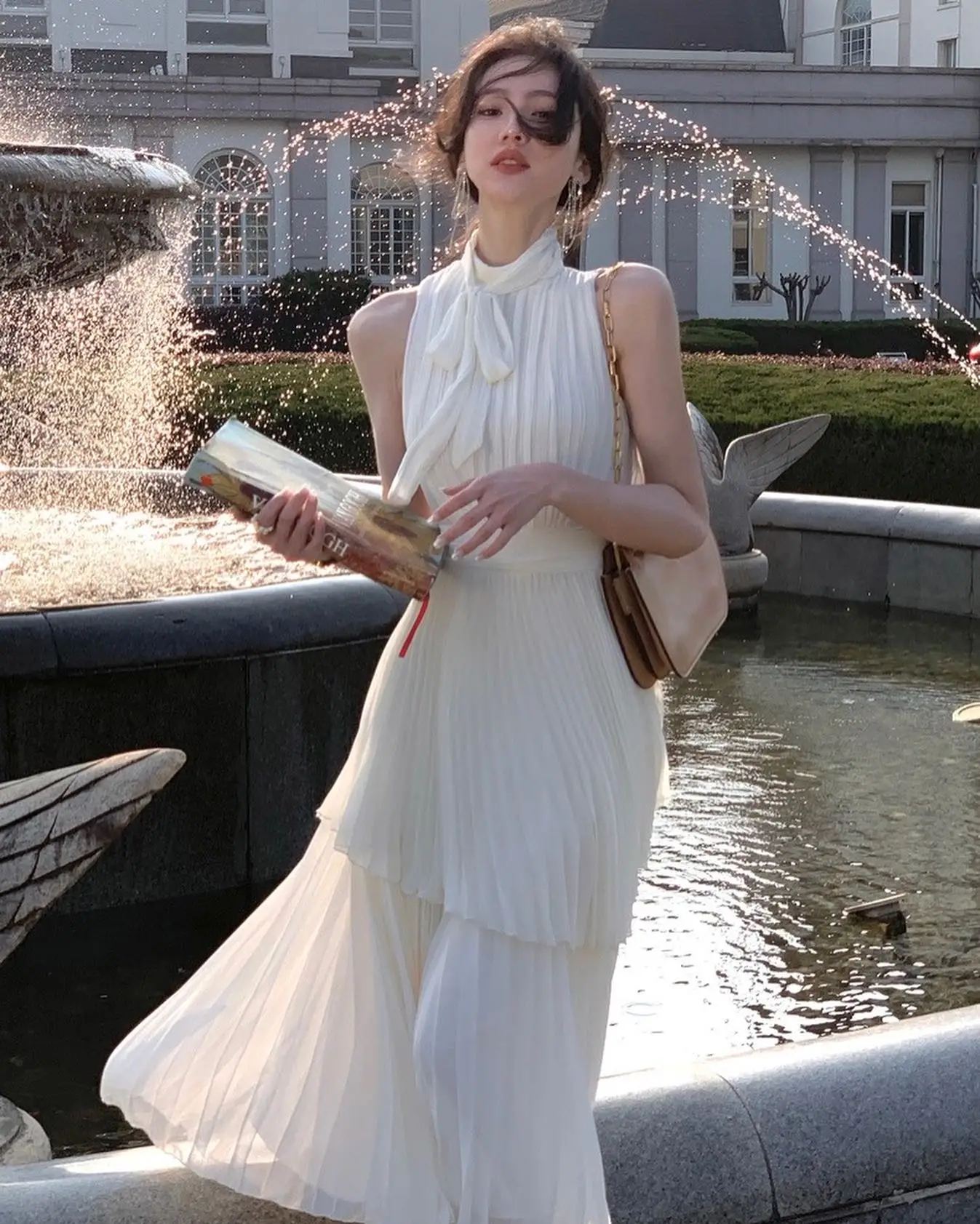 Jirocum-vestidos de graduación elegantes de línea a para mujer, cuello alto sin mangas, plisado, vestido de noche de fiesta, largo hasta el tobillo, ocasión Formal escalonada