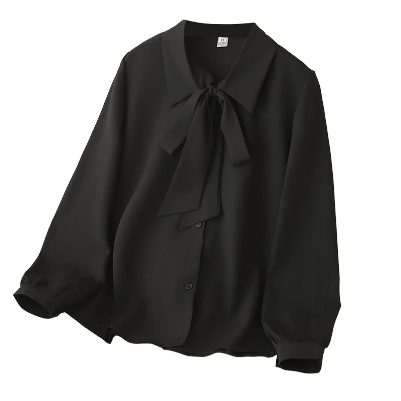

Women Plus Size Bow Neck Long Sleeve Shirt Casual Loose Elegant Blouse 2026 New