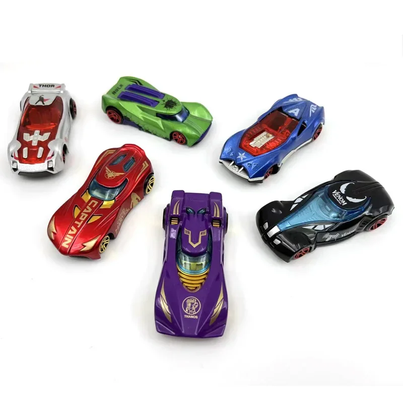 New Avengers Car Toys 6Pcs/set Alloy Racing Cars Spider-Man Iron Captain Venom Mini Figurines Truck Model Toys Boys Gift