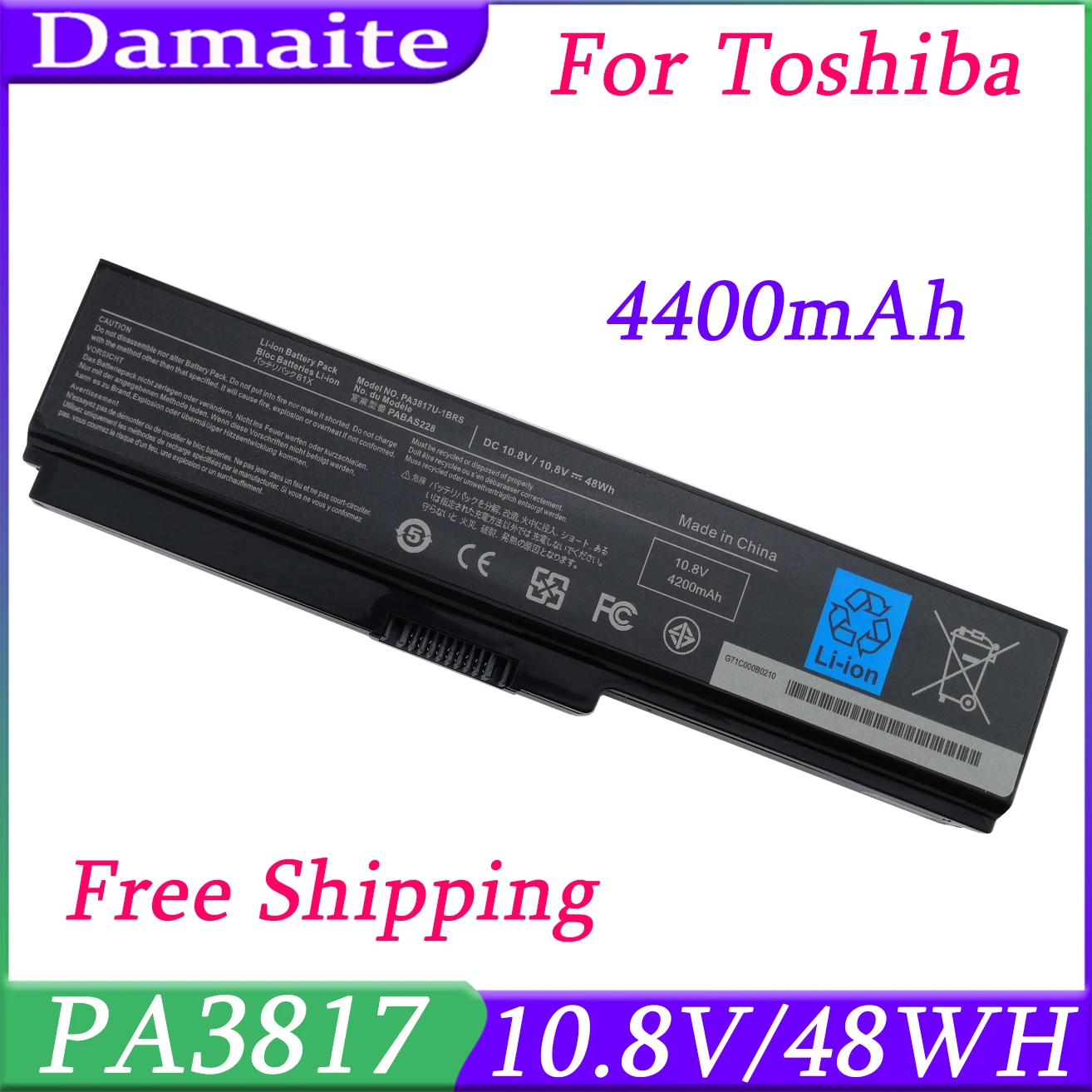 PA3817 4400MAH Battery For Toshiba PA3817U-1BRS PA3818U-1BRS PA3817U For Satellite L745 L740 L655 L750 L750D L755 6Cell