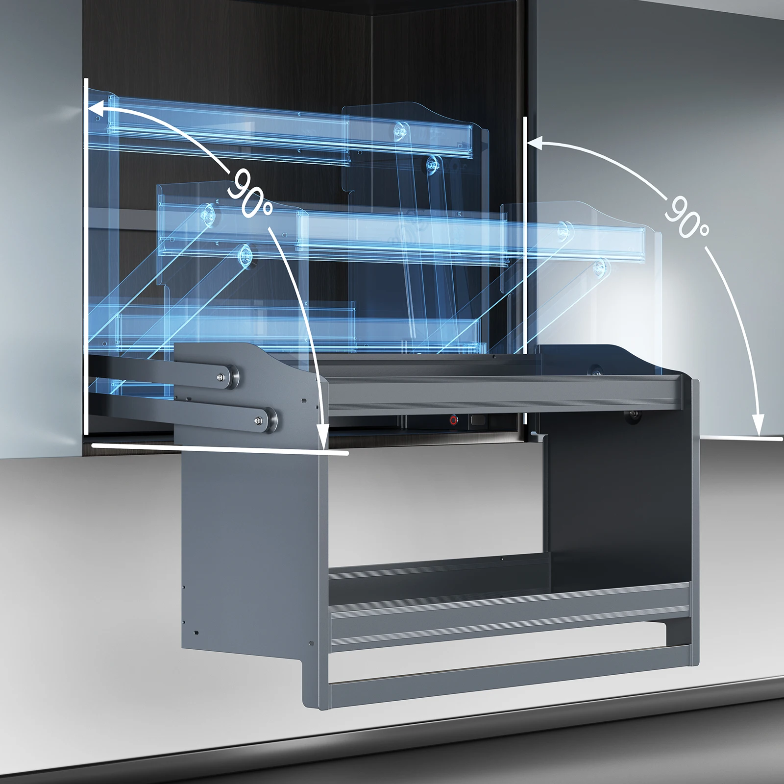 AngelParticle inteligente de temperos AngelParticle para gabinete, prateleira retrátil com interruptor de toque para armários superiores com iluminação sob o armário