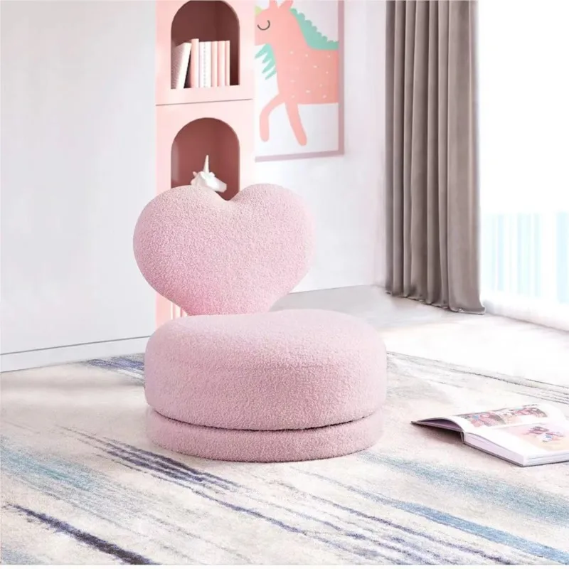 Household Cute 360° Swivel Stool Lamb Velvet Stool Living Room Furniture Sofa Child Seat Modern Minimalist Shoe Changing Stool