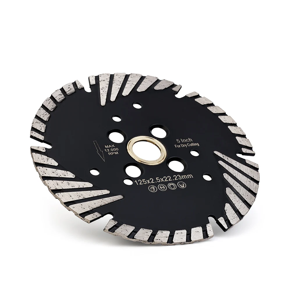 1pc 5 Polegada turbo triângulo diamante lâmina de serra para corte de granito corte profundo com disco de corte de proteção inclinada para alvenaria de mármore