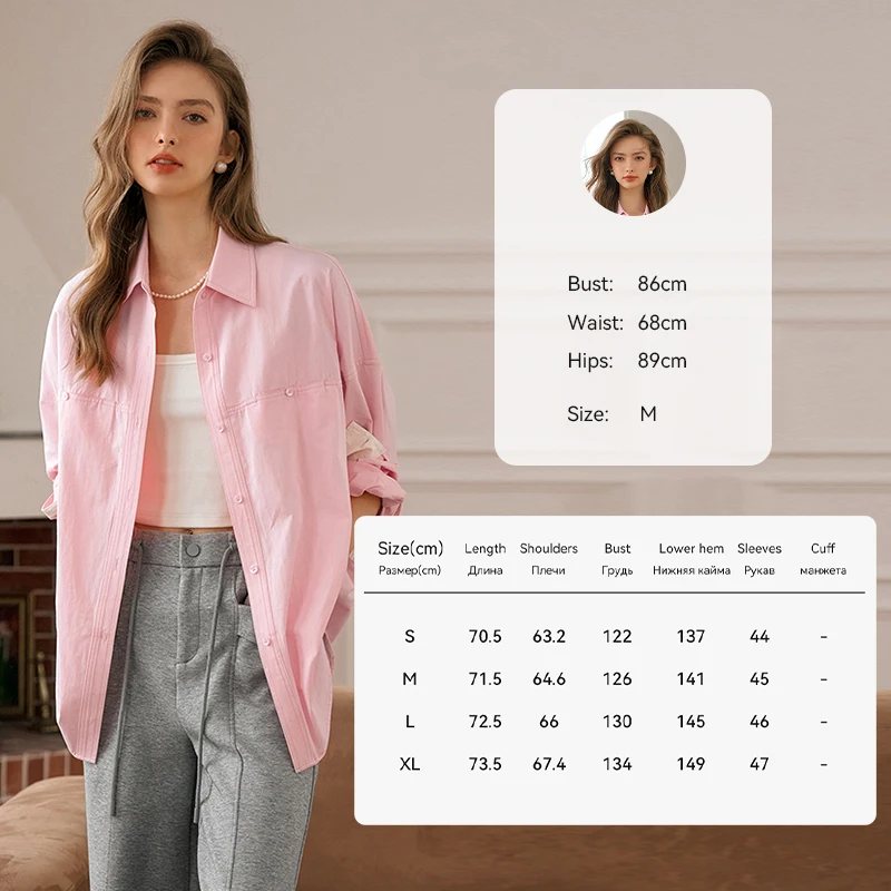 OLrain  Cotton Shirt Woman Spring 2025 New Comfort Casual Top Fashion Long Sleeve Polo Cardigan Office Clothing M56QC93086