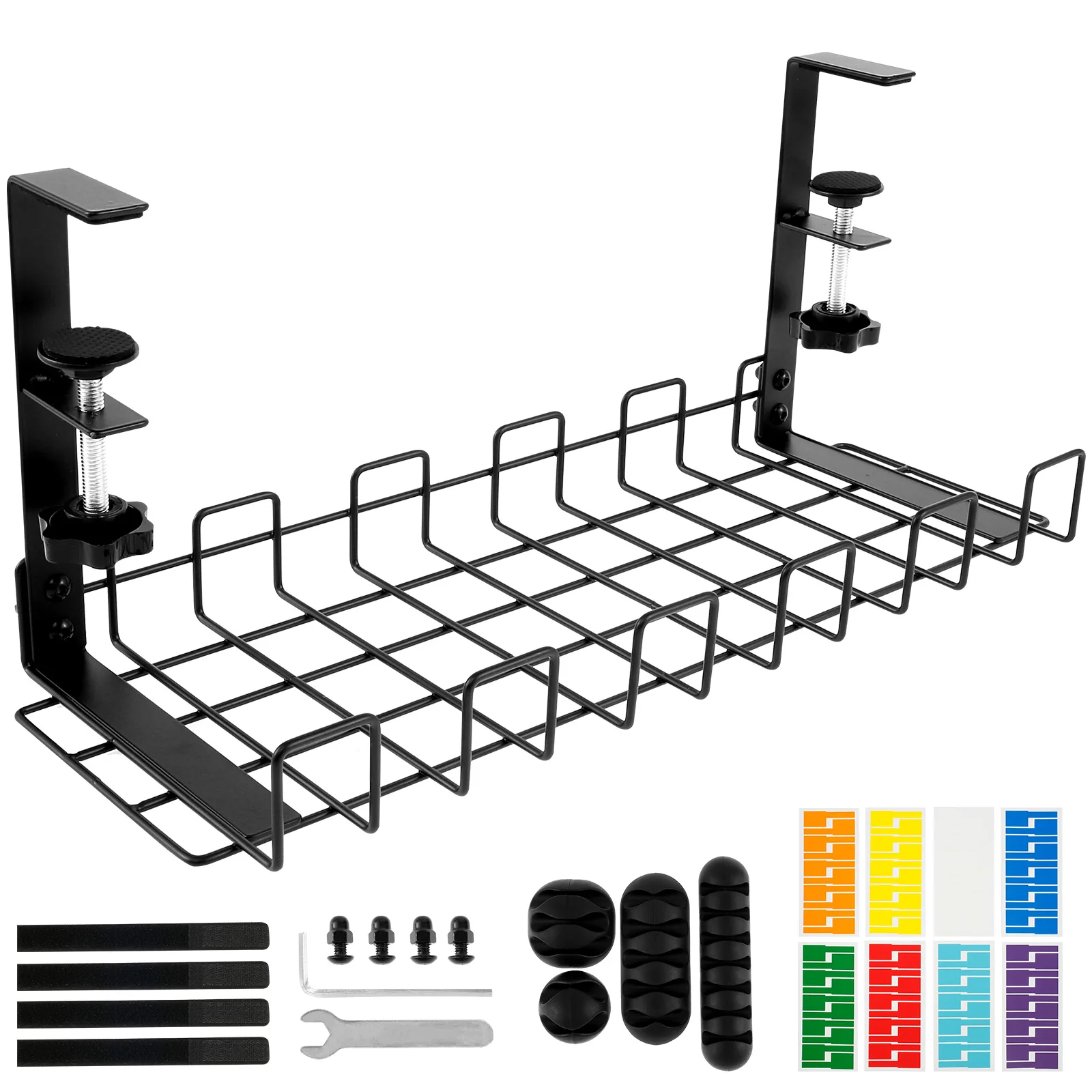 

Under Desk Cable Management Tray Removable Under Desk Cable Racks No Drilling Cable Organizers Sturdy Metal Cable Basket Space