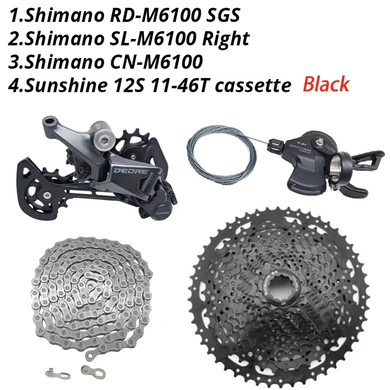 Shimano Deore M6100 1x12 Speed Derailleurs Groepset 12 Speed Rechts Versnellingspook Deuvel CN Keten RD Sunshine Cassette 46T 50T 52T