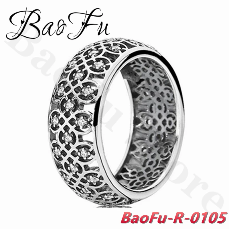 

BaoFu 925 Sterling Silver Ring Shiny Geometric Texture Wide Ring Suitable for Gifting Original Ladies Jewelry