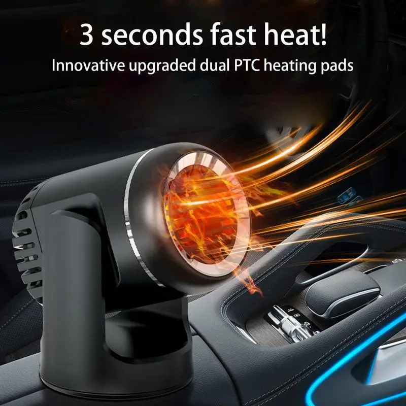 

12V Portable Auto Car Heater Auto Cooling and Heating fan Demister 360 Degree Rotation 2 in 1 Windshield Defogging Defroster