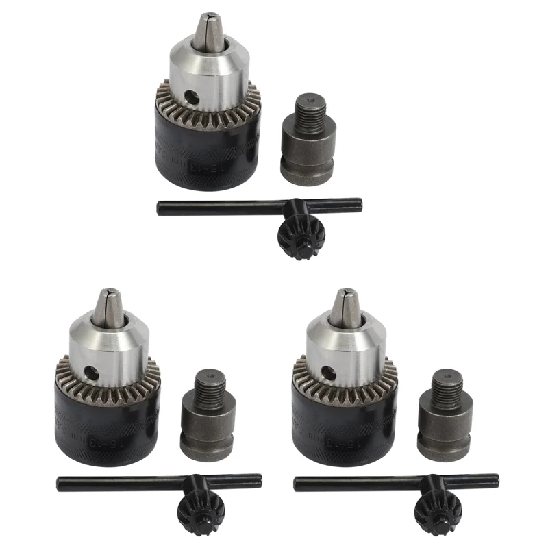 【Price-Drop!】3Pcs 1.5-13Mm Drill Chuck Drill Adapter 1/2 Inch Changed Impact Wrench Into For Electric Drills
