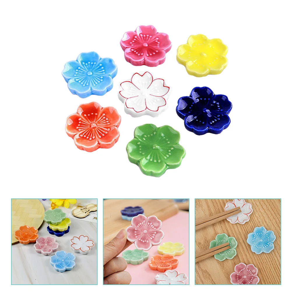 

7Pcs Ceramic Chopstick Rests Cute Pattern Home Kitchen Decor Tableware Holder Chopstick Rack Spoon Holder