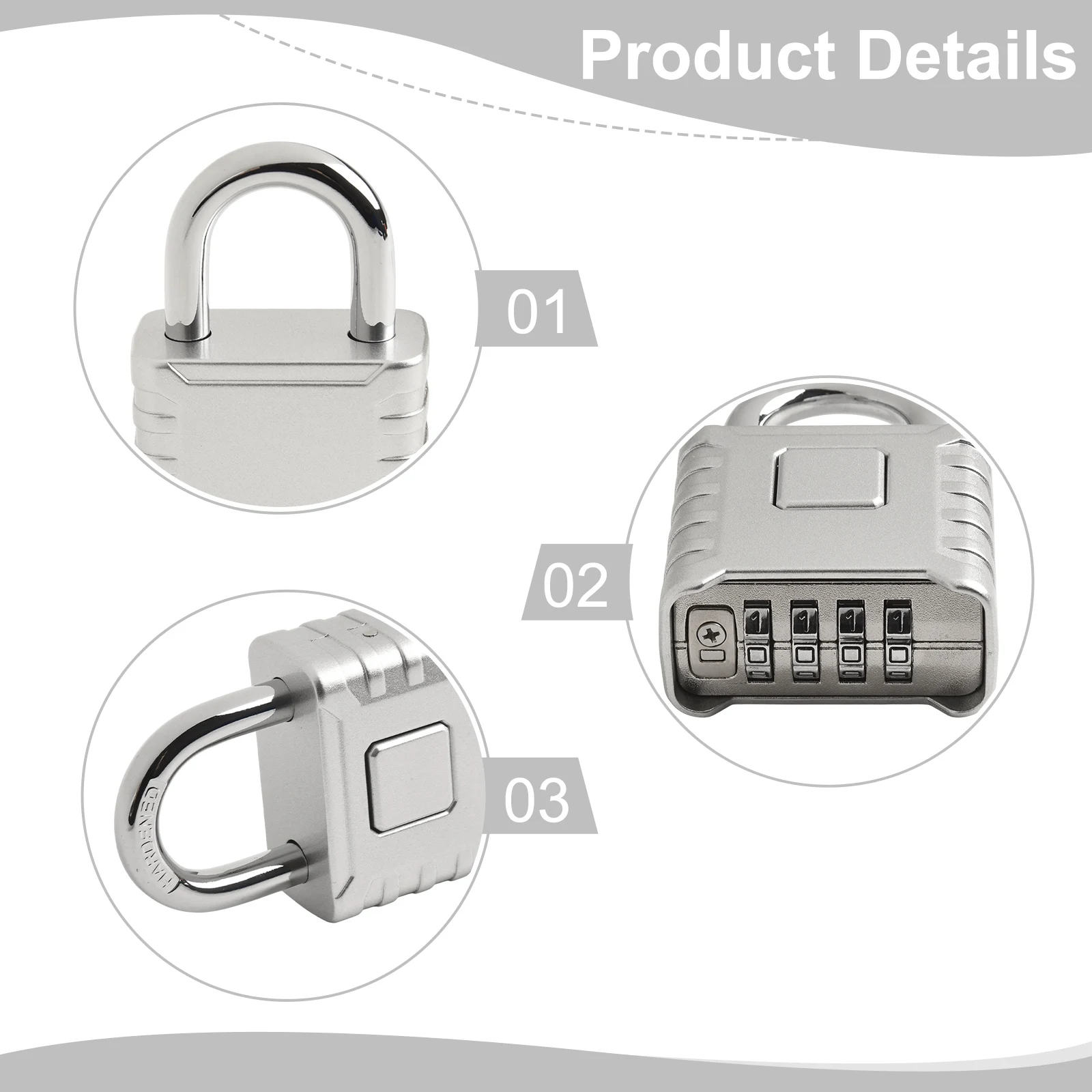 

Heavy Duty Padlock Four-digit Padlock Indoor Use Strong Padlock Sturdy Padlock Waterproof Padlock Zinc Alloy Padlock