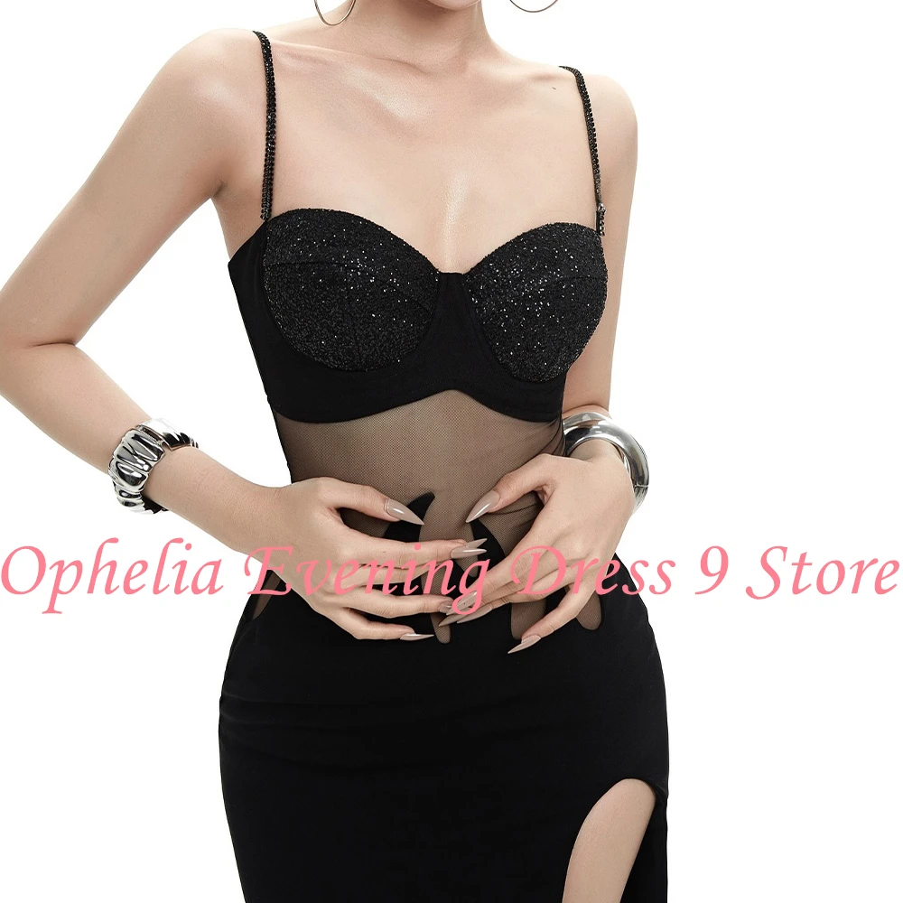 사용자 정의 패션 Strapless 저지 스파게티 스트랩 이브닝 드레스 우아한 바닥 길이 연예인 가운 Vestido De N