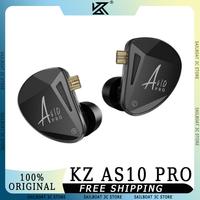 KZ AS10 PRO In Ear HiFi Earphone With Detachable Silver-plated Cable 10Unit Pure Dynamic Iron Wired Earbuds Custom Music Headset