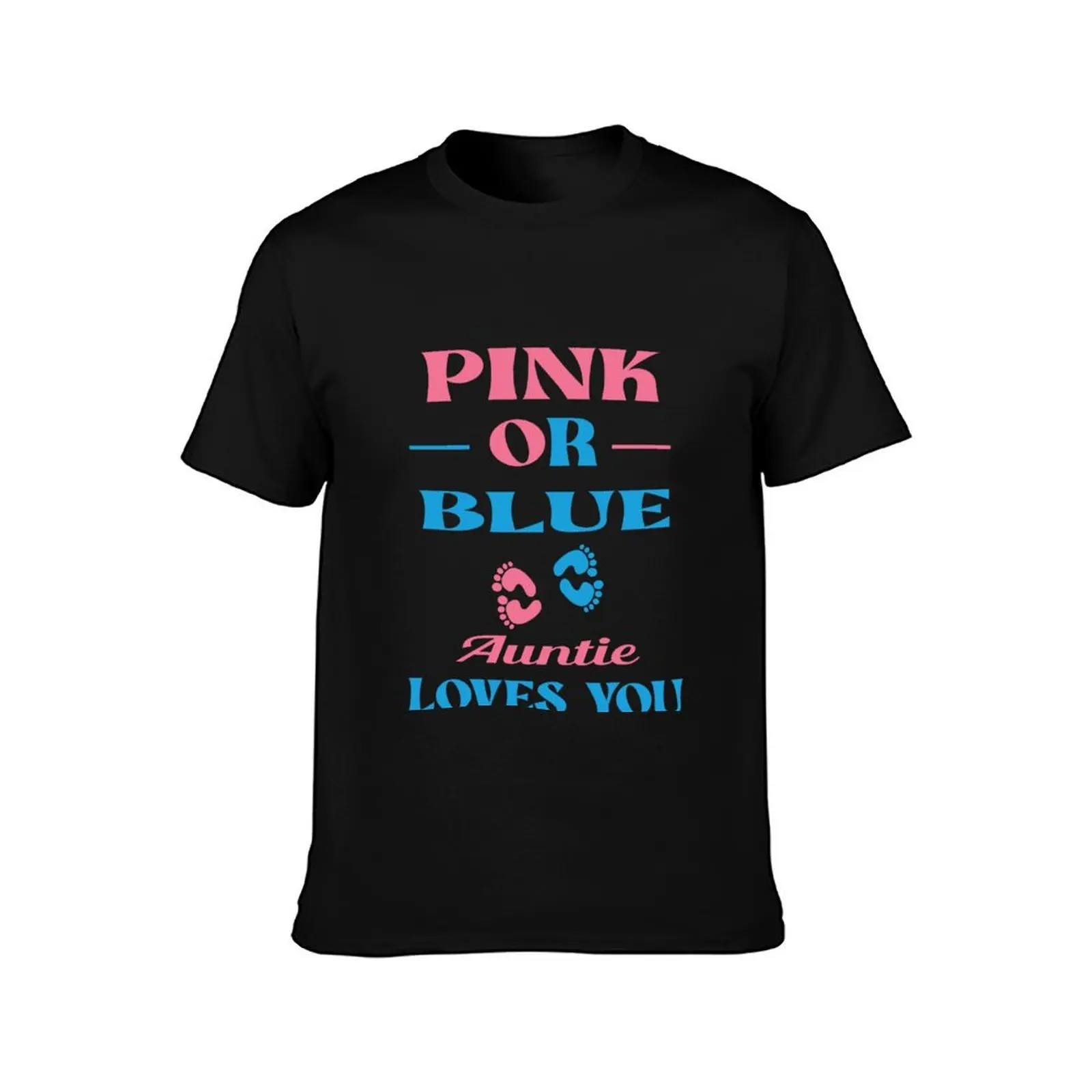 pink or blue auntie loves you gongratulations T-Shirt Soft Basic Cotton Short Sleeve Tee