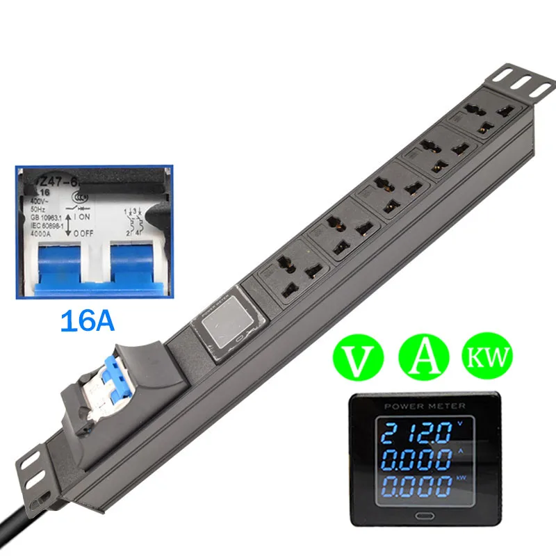 

PDU Rack Mount socket 3500-4500W Universal Outelts Network Cabinet Rack With Digital Meter