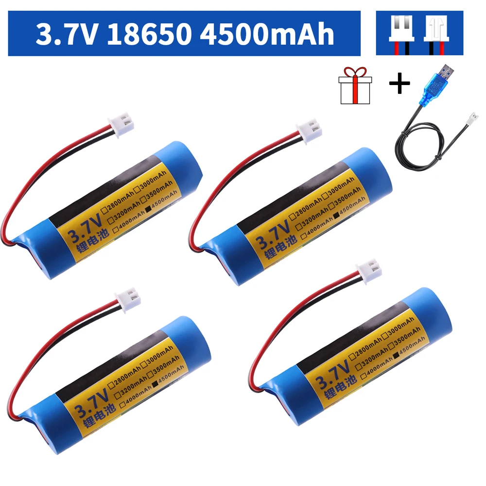 4500mah 3.7 V 18650 Battery Pack Xh2.54-2p Plug Li-lon Rechargeable Lithium Battery with charger Clock Bluetooth Audio Battery