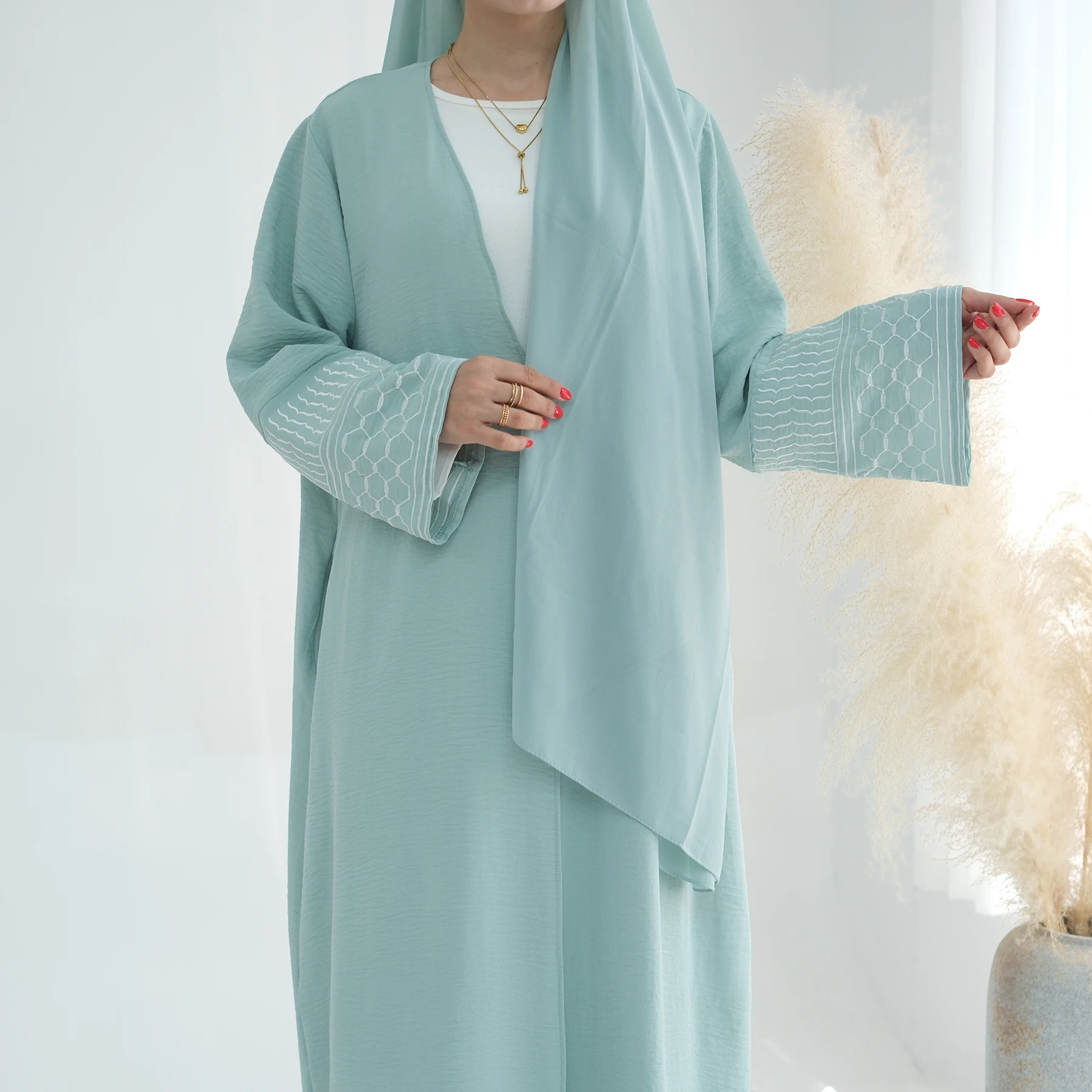 

Ramadan Muslim Modest Dress for Women Kaftan Kimono Abaya Dubai Abayas Embroidery Turkey Cardigan Kebaya Jalabiya Islam Clothing