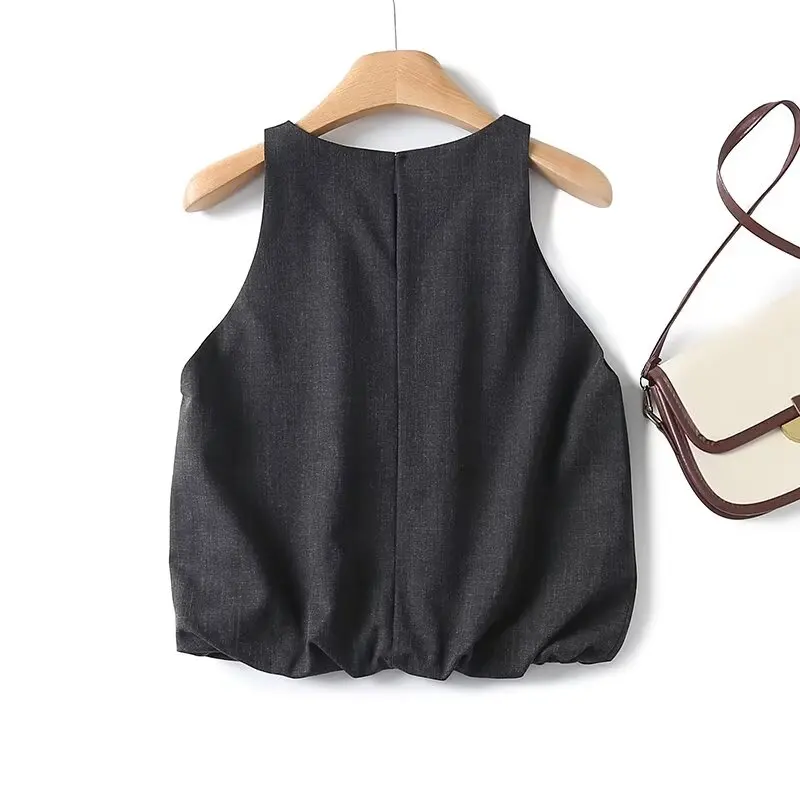 

Jenny&Dave Gray Color Casual Shirt Elegant Minimalism Fashion Tank Tops Blouse Women