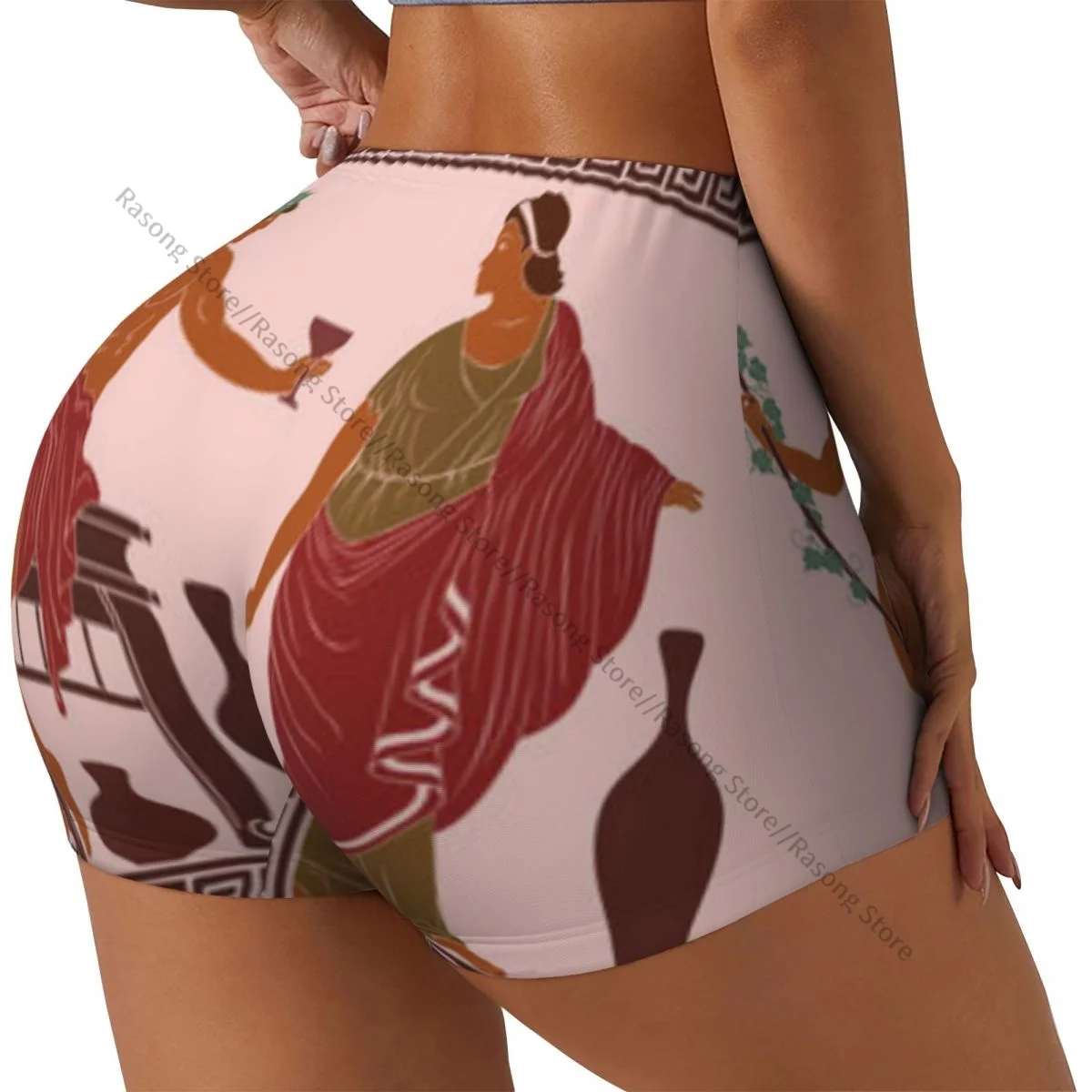 

Шорты для йоги из спандекса для женщин, древние греческие боги со стаканом вина, шорты для тренировок