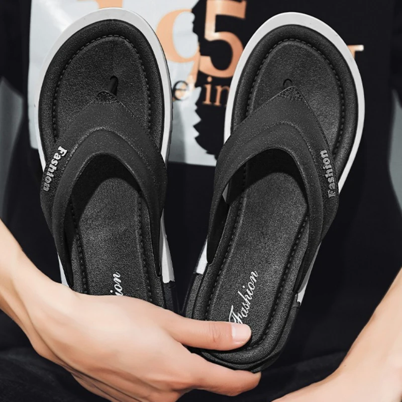 

Summer Men's Fashion Multi-color Flat Lightweight Wearable Casual Large-sized Anti-slip Quick-drying Flip-flops for The Beach