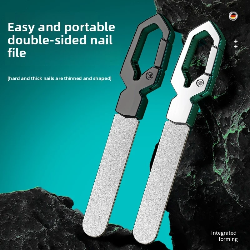 Professional Creative Quick Clip Stainless Steel Reusable Diamond Nail File, Portable Keychain Manicure Polishing Buffing Tools