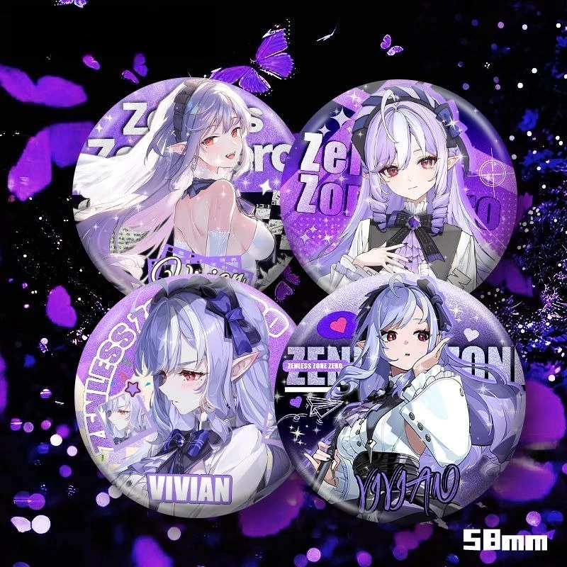 فيفيان شارة لامعة لعبة Zenless Zone Zero تأثيري اكسسوارات رائعة مزدوجة فلاش بار الطرفية حلية هدية مجموعة