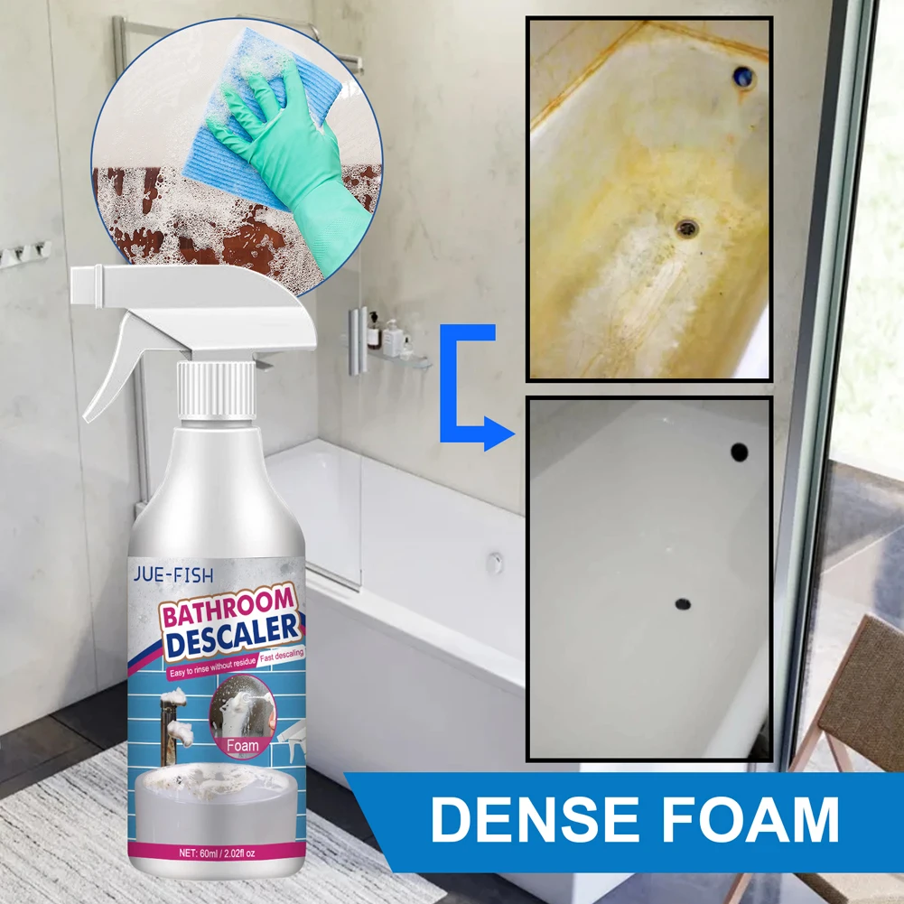 Bathroom Foam Cleaner Spray Powerful Descaling Cleaning Agent Quickly Remove Stains Remover for Glass Wash Basin Stainless Steel