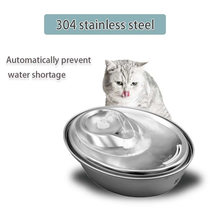 Pet Stainless Steel Cat Pet Water Dispenser Dog Automatic Flow Circulation Filter Feed Running Ｗater Ｄrinker Ｗithout Wet Mouth