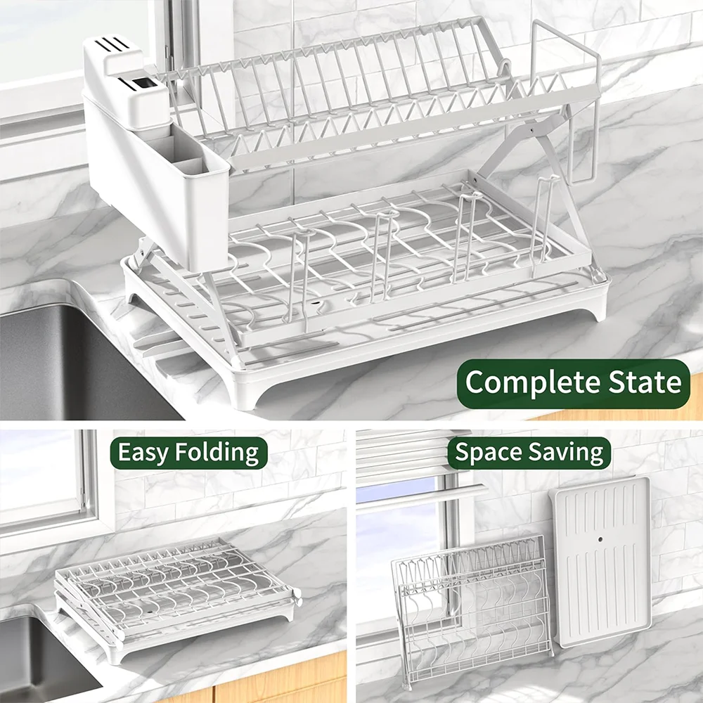 2-Tier Kitchen Counter Dish Drainer Storage 2
