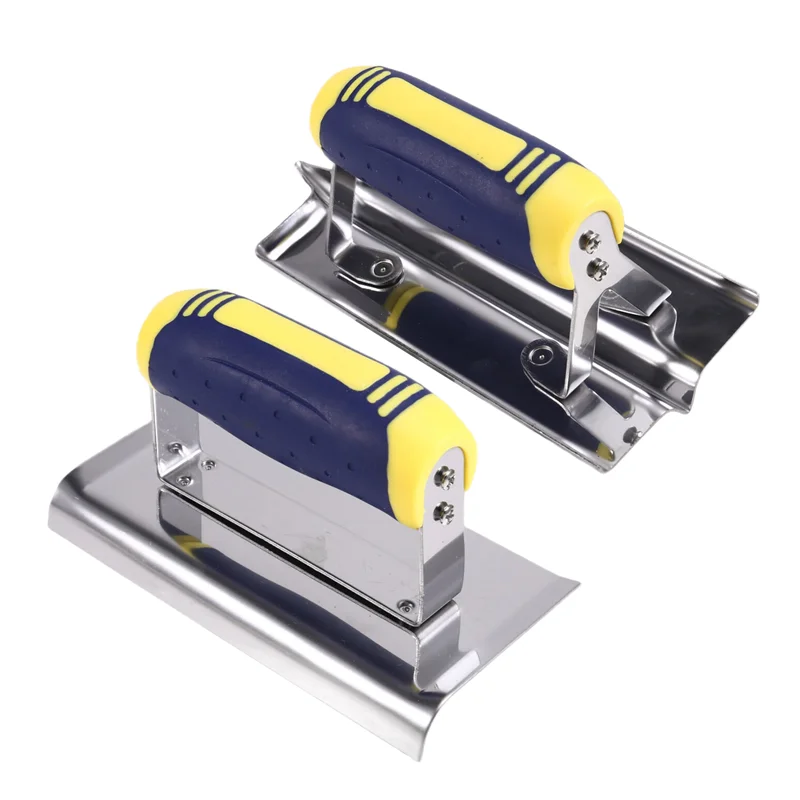 

A11E-Concrete Hand Edger And Groover Tools Set Silver & Blue Construction Tools Plaster Stucco Cement Finishing Kit