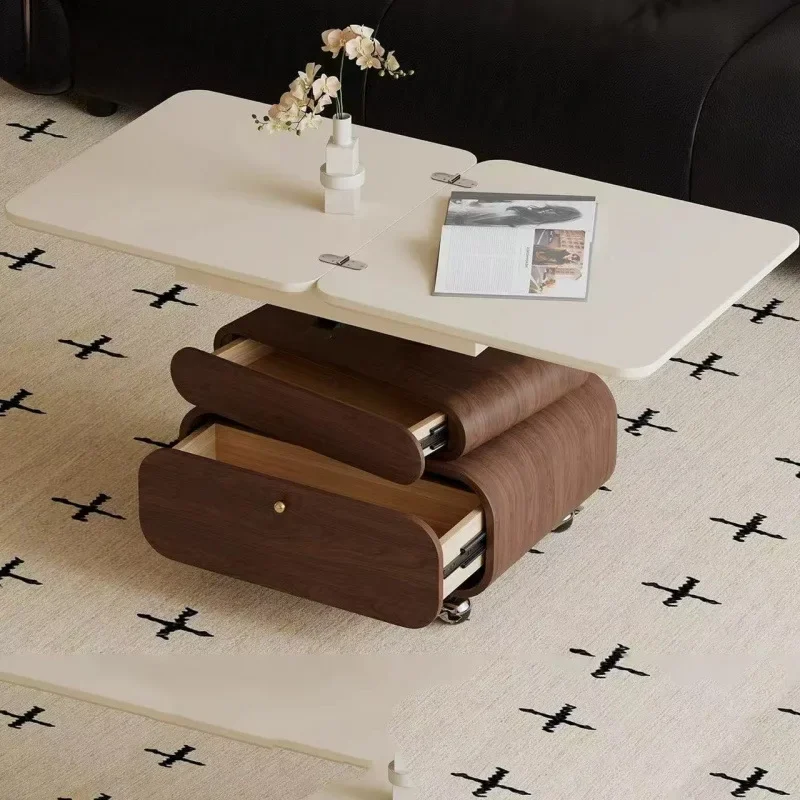 Журнальный столик из цельного дерева в стиле ретро, подъемный для маленькой квартиры, американская гостиная, домашний светильник, роскошный новый чайный столик, ТВ-шкаф, мобильный