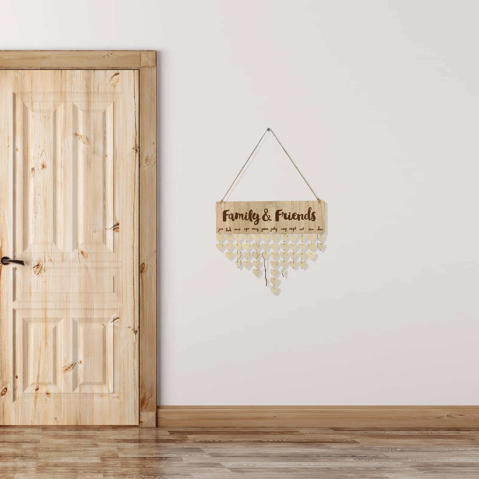 

Wood Hanging Birthday Calendar Wall Pendant Wooden Countdown Board Family Birthday Reminder Sign Reusable Monthly Planner