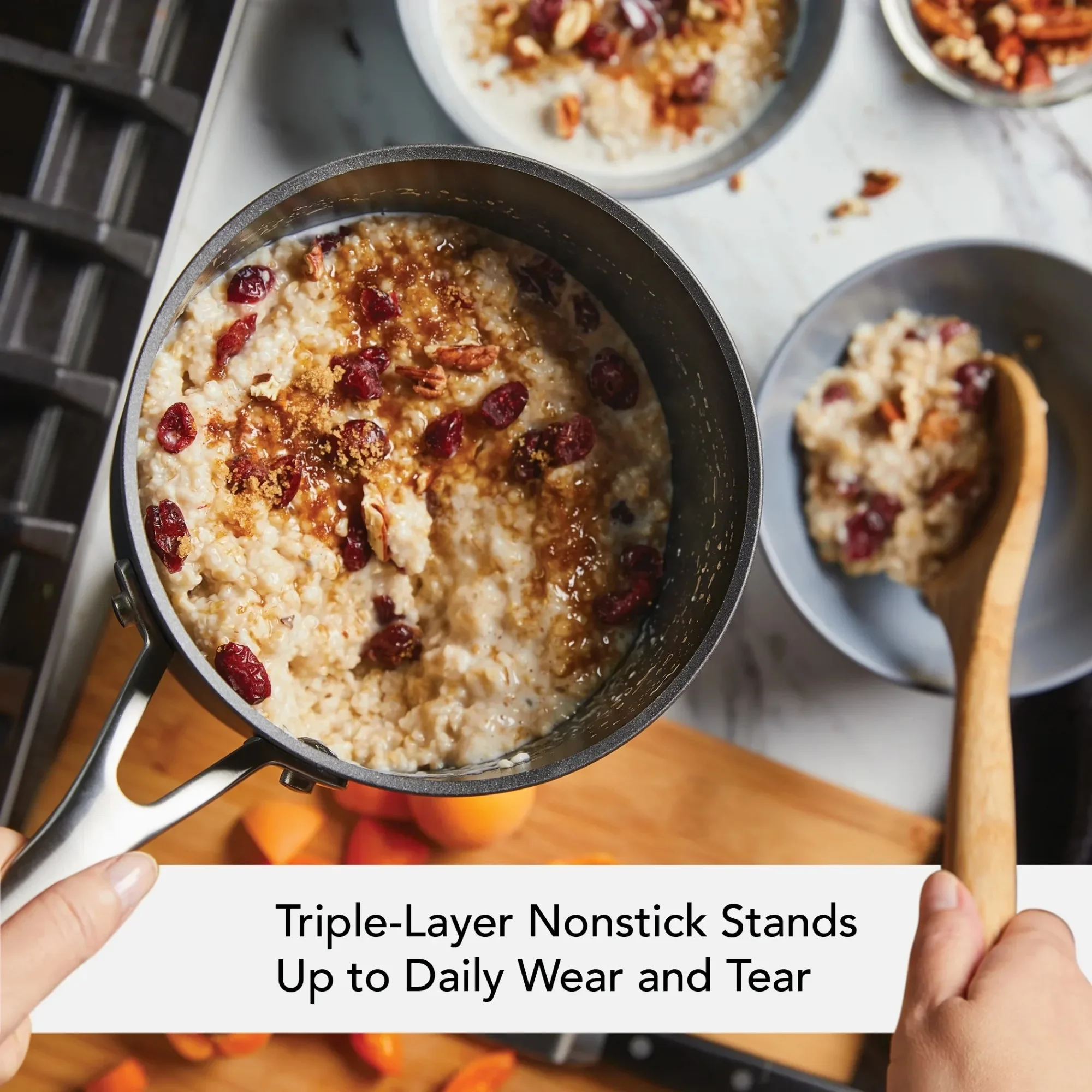 2-kwart hardgeanodiseerde inductie-sauspan met anti-aanbaklaag en deksel, matzwart voor gelijkmatige verwarming en eenvoudige reiniging