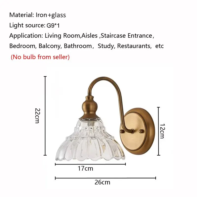 European Crystal Glass Wall Lamp Modern Creative Gold Bathroom Bedroom Bedside Lamp Corridor Wall Lights Mirror Headlight