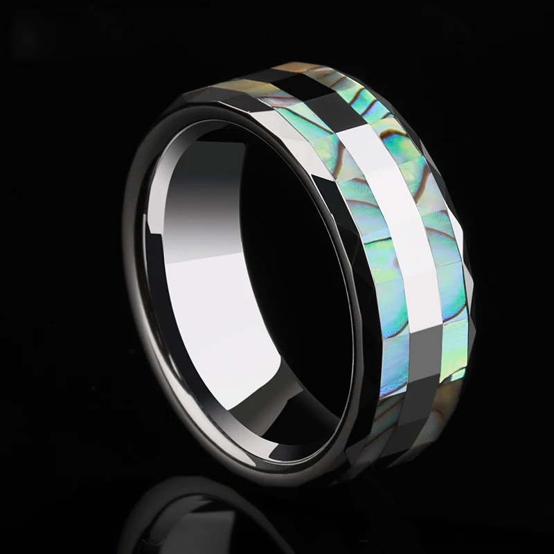 

Bohemia 6mm/8mm Width Tungsten Couple Wedding Rings High Polished Inlay Two PCS Colorful Shells Size 5-11 Free Shipping